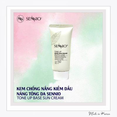 Kem chống nắng Sennio trắng da kiềm dầu, nâng tone da – Sennio Tone Up Base Sun Cream SPF 50 PA +++ hiệu quả rõ rệt trong vấn đề hỗ trợ điều trị các bệnh lý về da