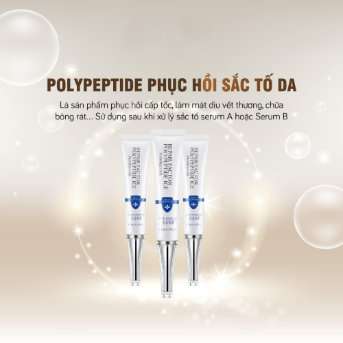 Repair Factor Polypeptide Ice MIGA – Polypeptide Phục Hồi Sắc Tố Da MIGA làm dịu da nhanh chóng sử dụng sau khi làm kỹ thuật chiết tách sắc tố, tai nạn phỏng xe