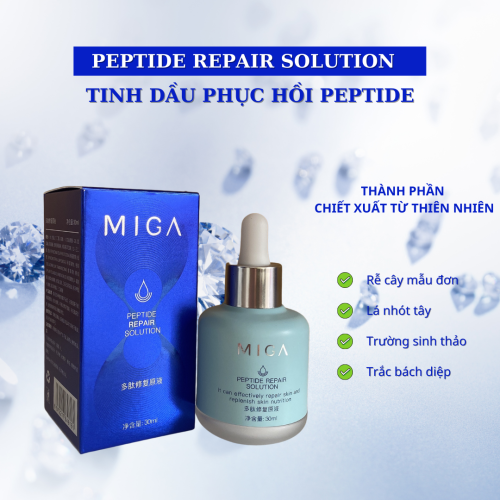 MIGA Peptide Repair Solution – Tinh dầu tinh dầu phục hồi Peptide MIGA sẽ là sản phẩm đắt giá giúp làn da bạn cải thiện được vấn đề về làn da bị hư tổn