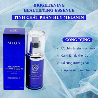 Tinh chất phân huỷ Melanin Miga – Miga Brightening Beautifying Essence giúp ngăn ngừa sản sinh melanin hình thành dưới da, thúc đẩy quá trình tái tạo và trẻ hoá da nhanh chóng