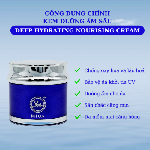 Kem MIGA Deep Hydrating Nourishing Cream mang lại hiệu quả rõ rệt trong việc phục hồi làn da lão hoá